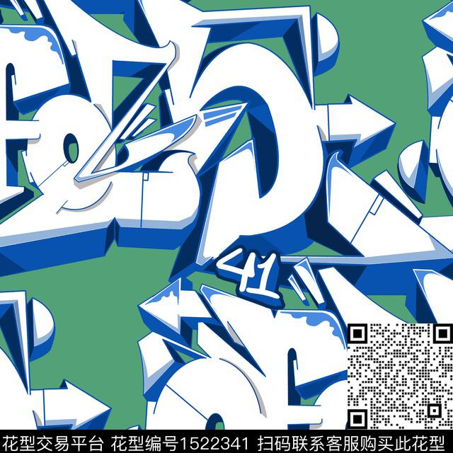 R2212009.jpg - 1522341 - 字母 涂鸦 3D立体 - 数码印花花型 － 男装花型设计 － 瓦栏