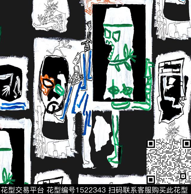 R2212011.jpg - 1522343 - 涂鸦 趣味 搞怪 - 数码印花花型 － 男装花型设计 － 瓦栏