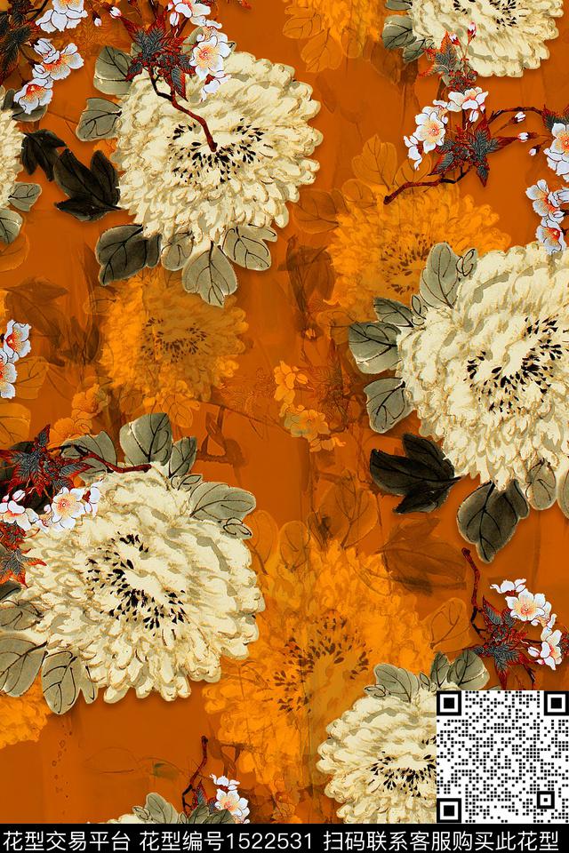 CCCC1250.jpg - 1522531 - 大花 牡丹 中老年 - 数码印花花型 － 女装花型设计 － 瓦栏