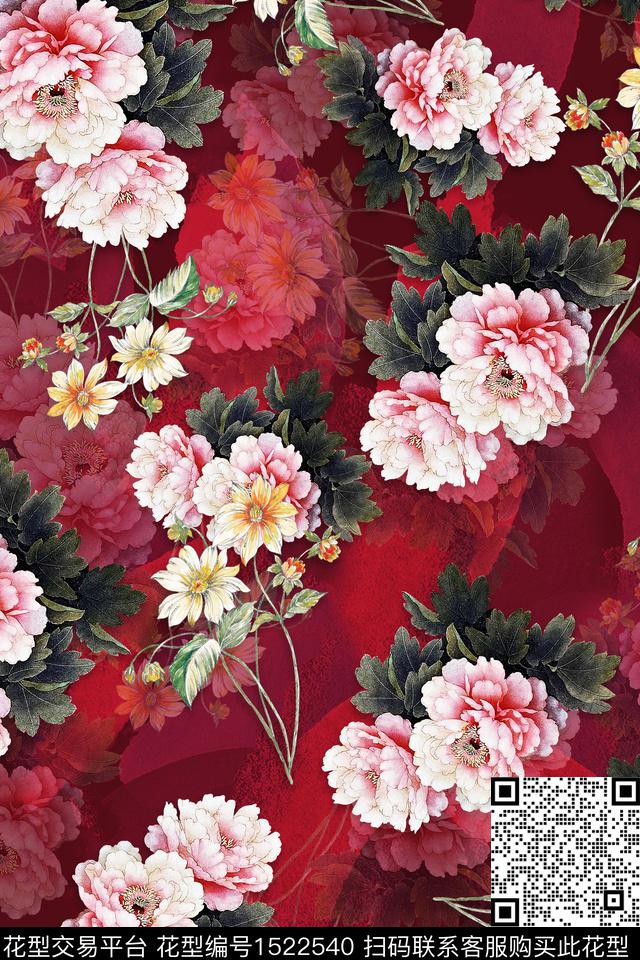 CCCC1257.jpg - 1522540 - 大花 牡丹 中老年 - 数码印花花型 － 女装花型设计 － 瓦栏