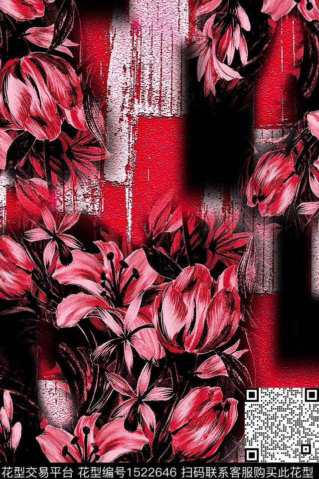 CM137.jpg - 1522646 - 油画花型 春夏花型 肌理底纹 - 数码印花花型 － 女装花型设计 － 瓦栏