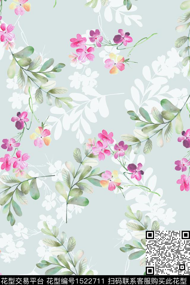 XZ4243.jpg - 1522711 - 花卉 小清新 小碎花 - 数码印花花型 － 女装花型设计 － 瓦栏