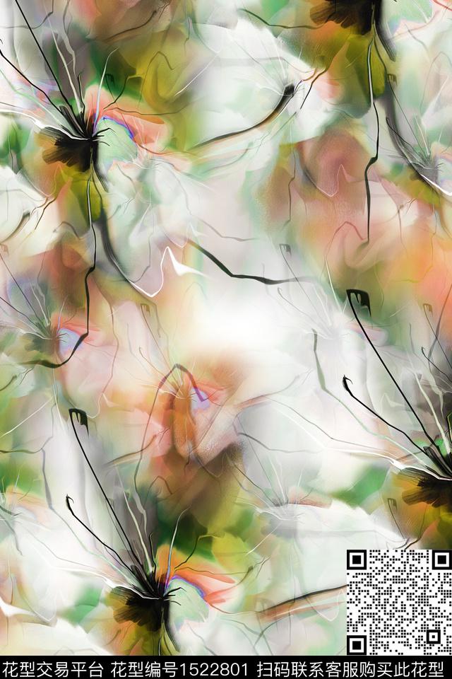 XZ4247.jpg - 1522801 - 水彩 花 抽象 - 数码印花花型 － 女装花型设计 － 瓦栏