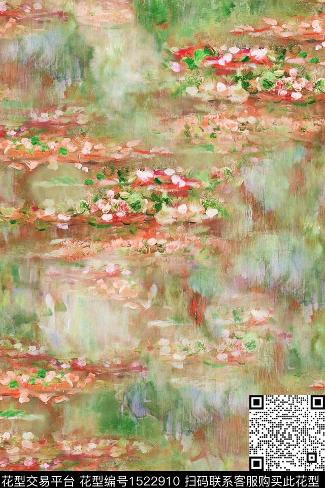 油画花型女装花卉数码印花花型下载（图片编号: 1522910） - 瓦栏（Walan）