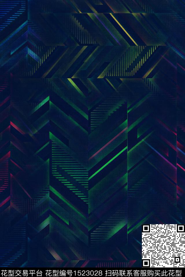 几何男装抽象数码印花花型下载（图片编号: 1523028） - 瓦栏（Walan）