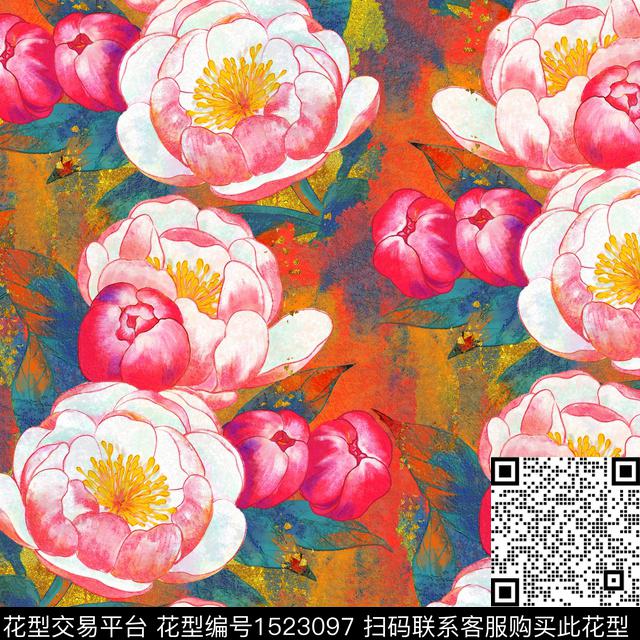 R2212043.jpg - 1523097 - 菊花 油画花型 桃花 - 数码印花花型 － 女装花型设计 － 瓦栏