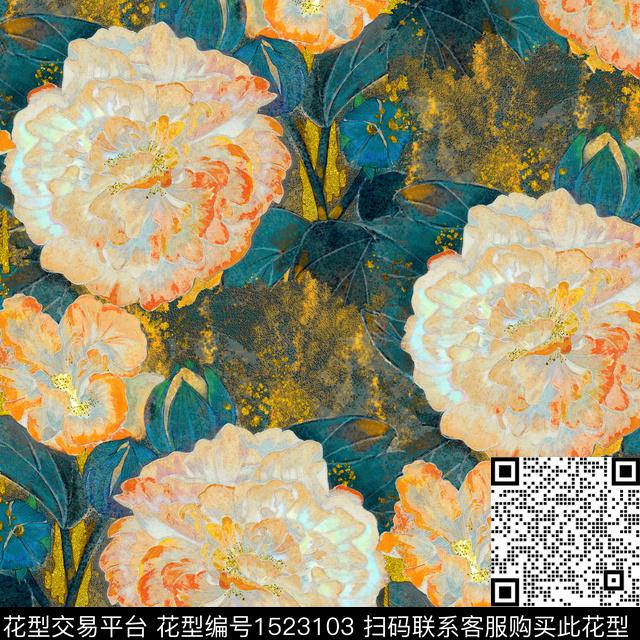 R2212046.jpg - 1523103 - 菊花 油画花型 桃花 - 数码印花花型 － 女装花型设计 － 瓦栏