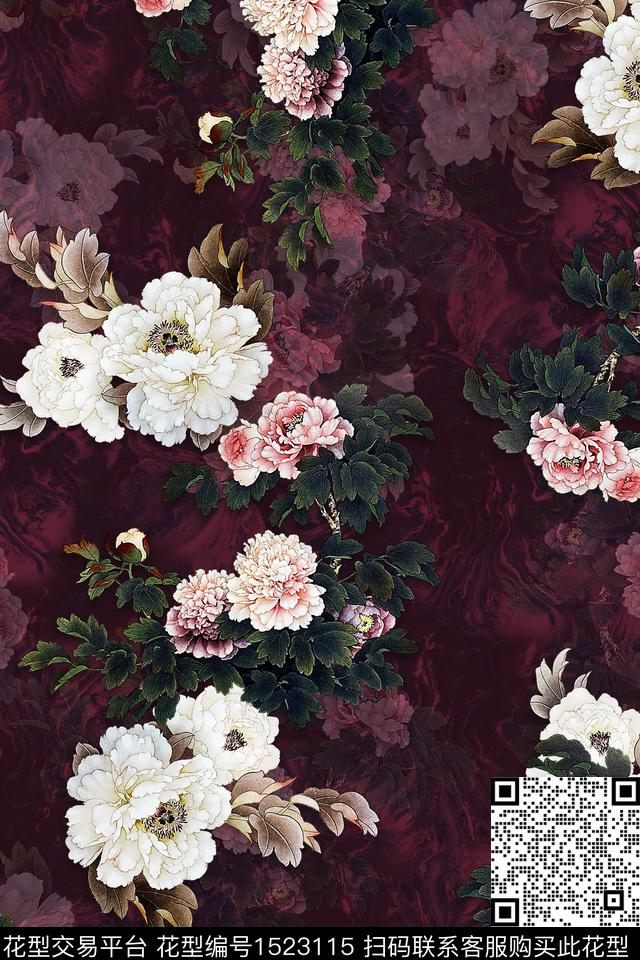 CCCC1292.jpg - 1523115 - 大花 牡丹 中老年 - 数码印花花型 － 女装花型设计 － 瓦栏