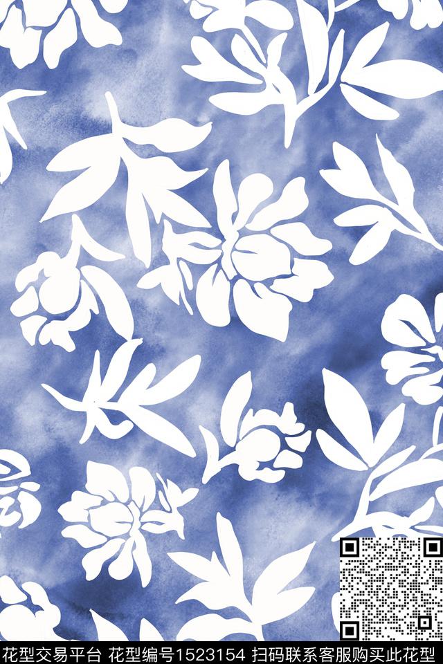 水彩花卉植物数码印花花型下载（图片编号: 1523154） - 瓦栏（Walan）