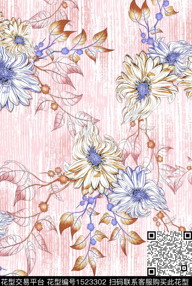 时尚连衣裙绿植树叶数码印花花型下载（图片编号: 1523302） - 瓦栏（Walan）