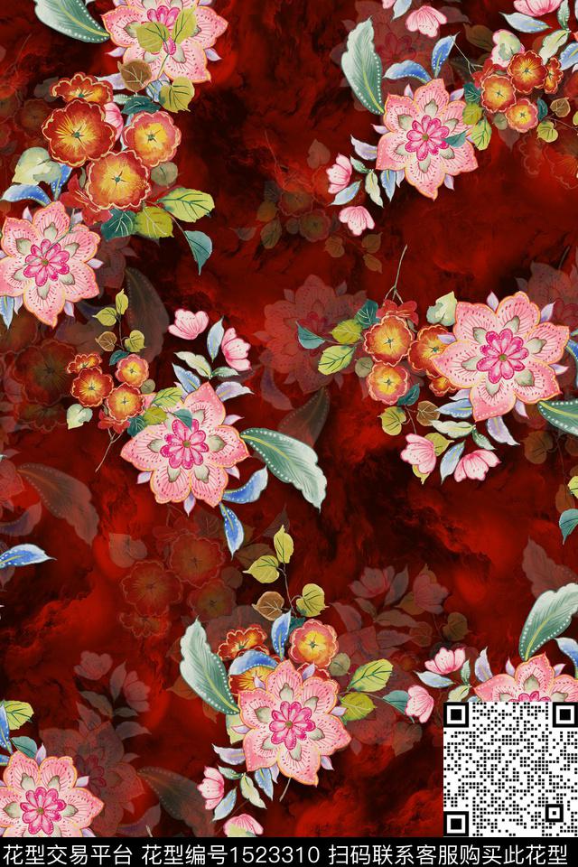 CCCC1301.jpg - 1523310 - 大花 牡丹 中老年 - 数码印花花型 － 女装花型设计 － 瓦栏