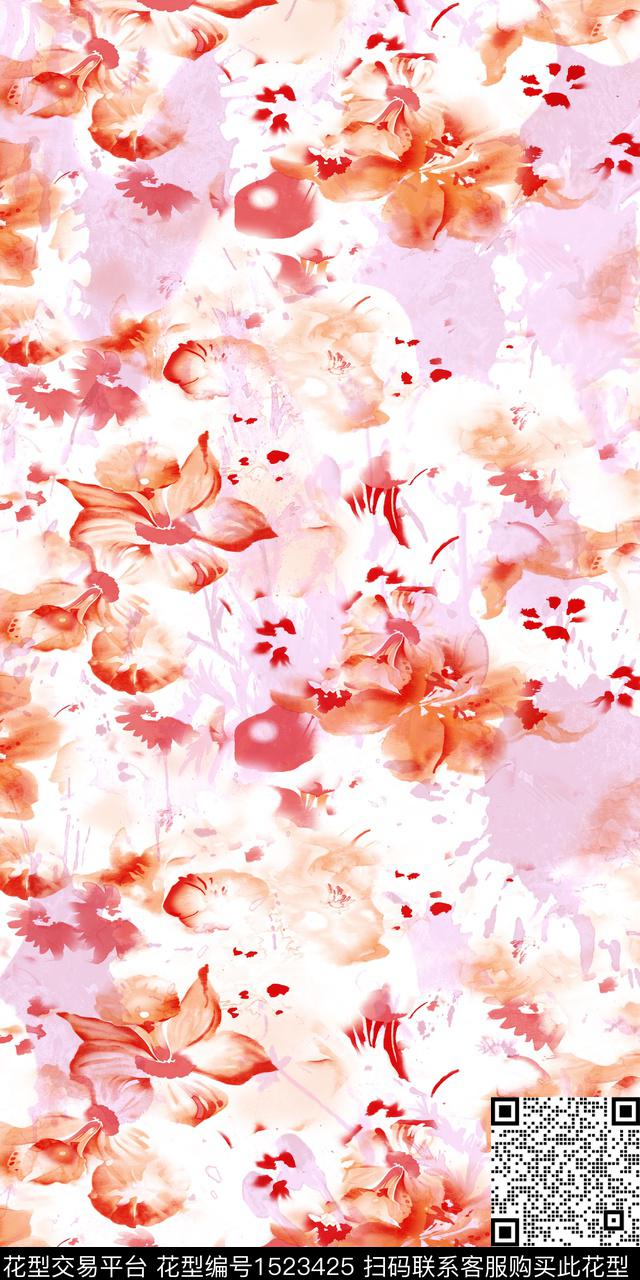 8291a.jpg - 1523425 - 抽象 趋势花型 抽象花卉 - 数码印花花型 － 女装花型设计 － 瓦栏