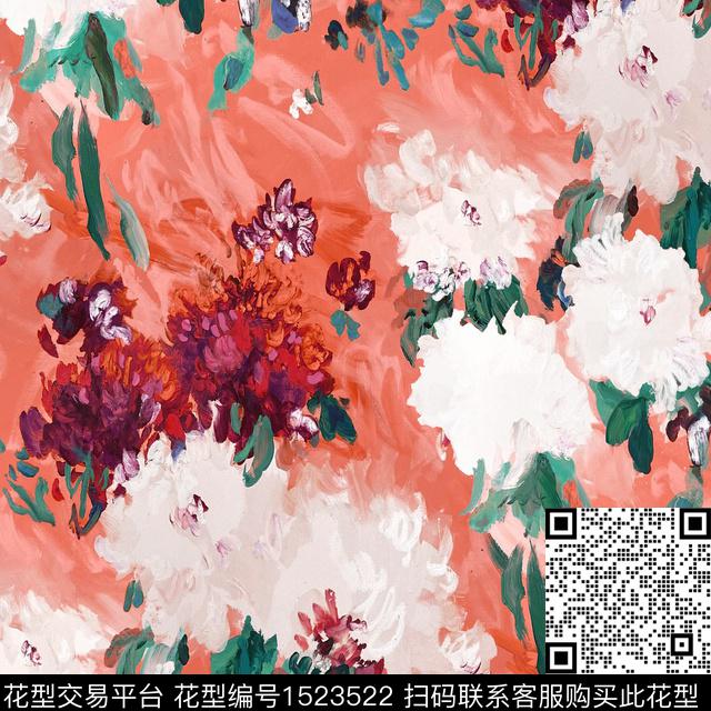 R2212058A.jpg - 1523522 - 抽象花卉 油画花型 牡丹 - 数码印花花型 － 女装花型设计 － 瓦栏