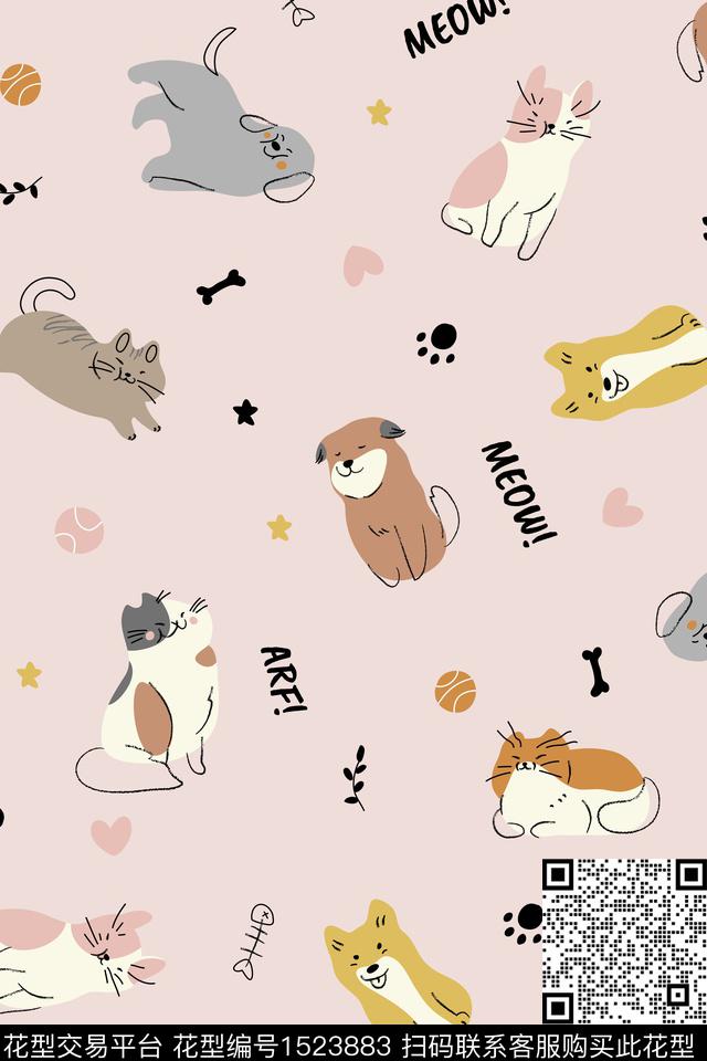 童装动物狗传统印花花型下载（图片编号: 1523883） - 瓦栏（Walan）