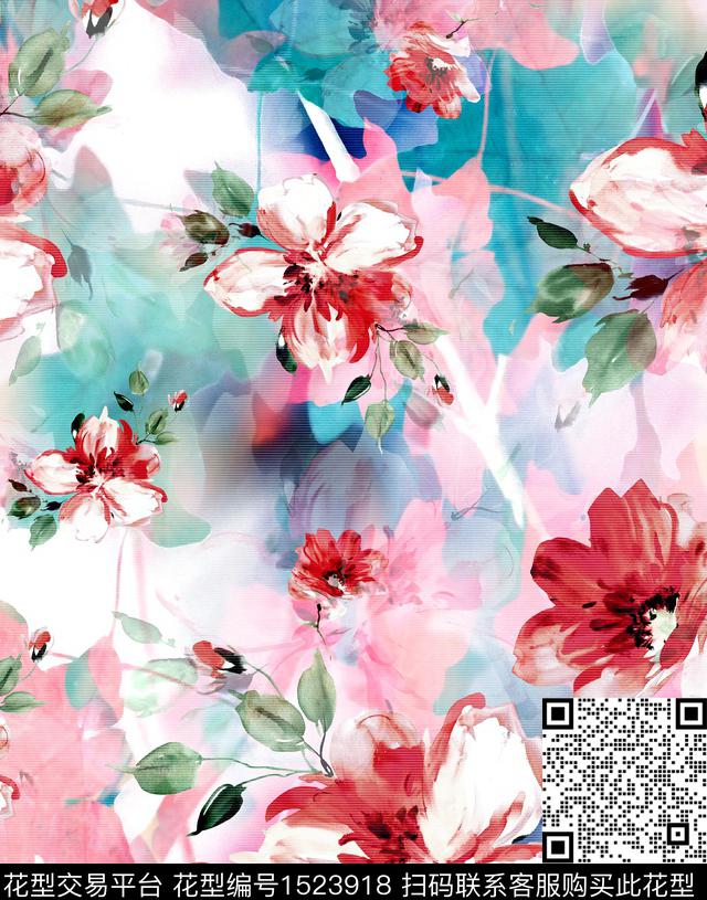 连衣裙女装花卉数码印花花型下载（图片编号: 1523918） - 瓦栏（Walan）