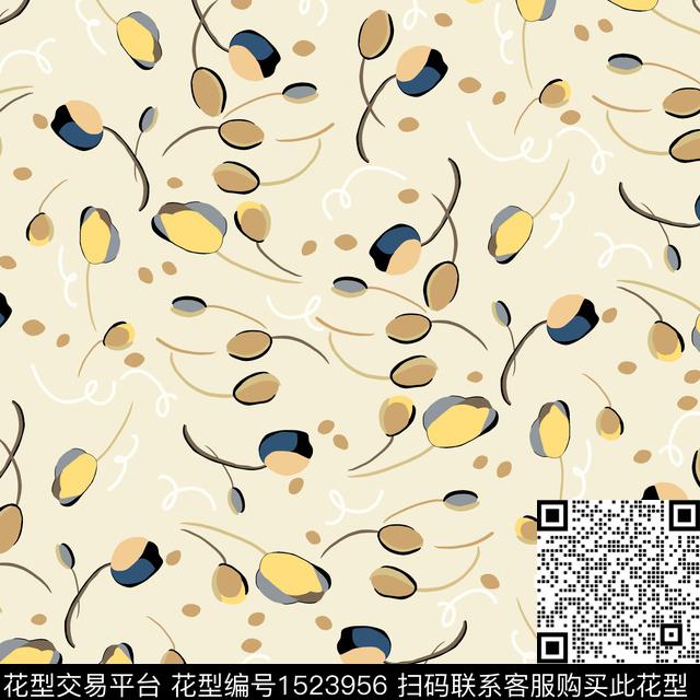 郁金香小碎花花苞传统印花花型下载（图片编号: 1523956） - 瓦栏（Walan）