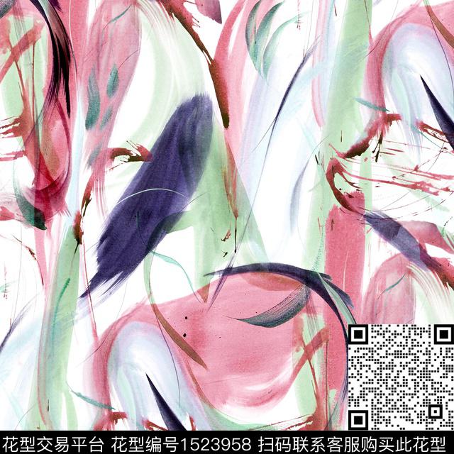 R2212081A.jpg - 1523958 - 水彩花卉 抽象叶子 笔触 - 数码印花花型 － 女装花型设计 － 瓦栏