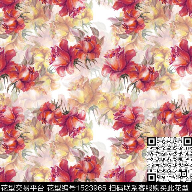 RR221202.jpg - 1523965 - 绿植树叶 连衣裙 花卉 - 数码印花花型 － 女装花型设计 － 瓦栏