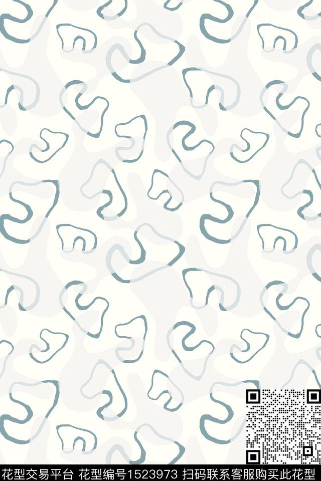 几何大牌风抽象数码印花花型下载（图片编号: 1523973） - 瓦栏（Walan）