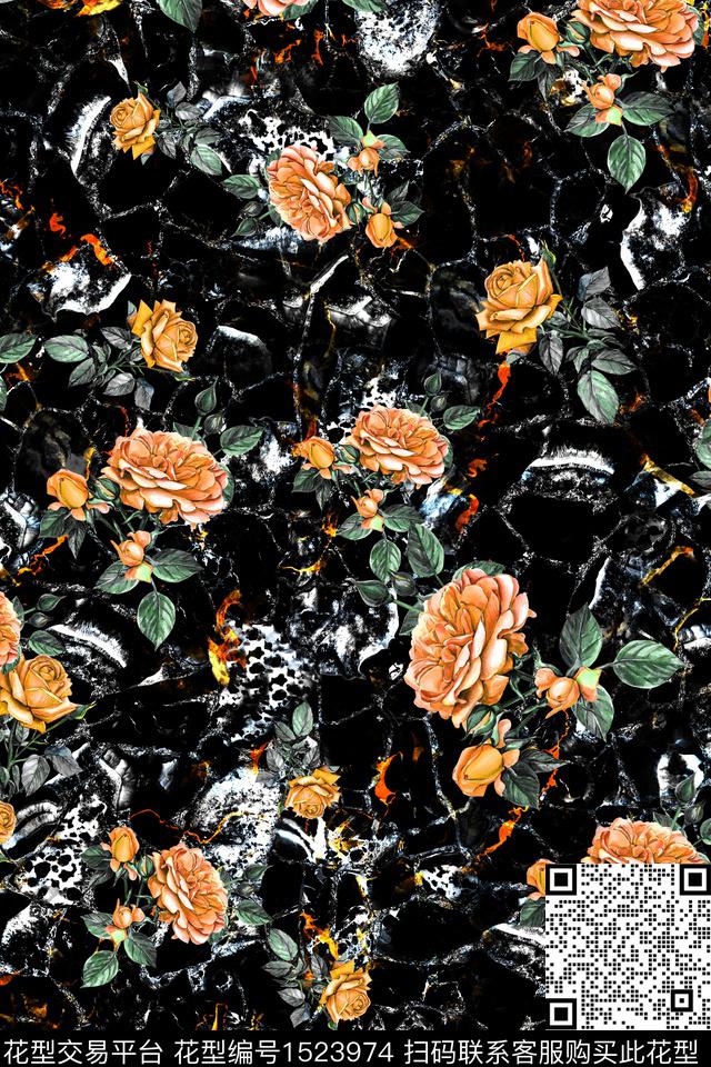 邑-dx108-1.jpg - 1523974 - 花卉 大牌风 抽象 - 数码印花花型 － 女装花型设计 － 瓦栏