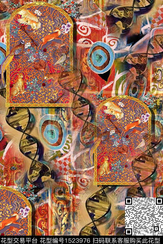 邑-dx110-1.jpg - 1523976 - 棉麻 壁画 抽象 - 数码印花花型 － 女装花型设计 － 瓦栏