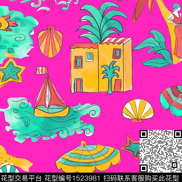 RM009 pat.jpg - 1523981 - 海滩 美人鱼 卡通 - 传统印花花型 － 泳装花型设计 － 瓦栏