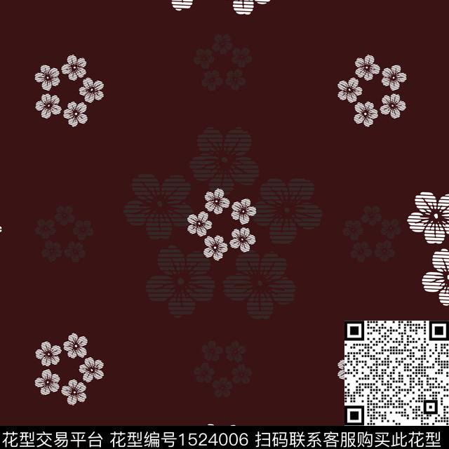 黑白花型花卉小碎花传统印花花型下载（图片编号: 1524006） - 瓦栏（Walan）