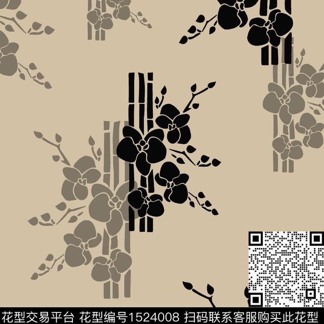 黑白花型花卉小碎花传统印花花型下载（图片编号: 1524008） - 瓦栏（Walan）