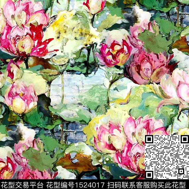 R2212088A.jpg - 1524017 - 荷花 油画花型 中国 - 数码印花花型 － 女装花型设计 － 瓦栏