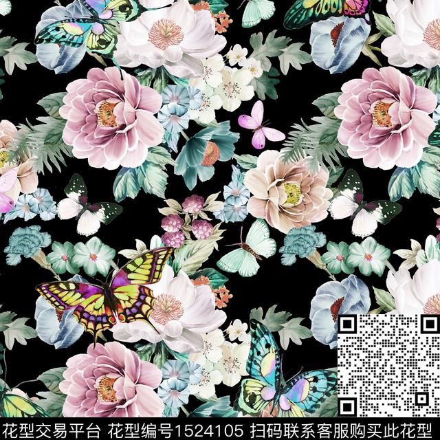 RR221206.jpg - 1524105 - 绿植树叶 连衣裙 花卉 - 数码印花花型 － 女装花型设计 － 瓦栏