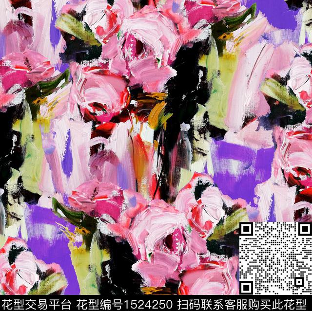 R2212092.jpg - 1524250 - 抽象花卉 玫瑰花 油画花型 - 数码印花花型 － 女装花型设计 － 瓦栏