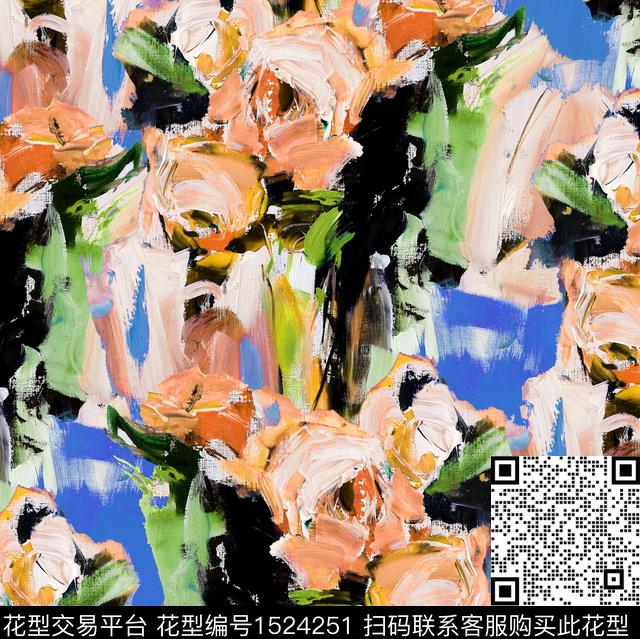 R2212092A.jpg - 1524251 - 抽象花卉 玫瑰花 油画花型 - 数码印花花型 － 女装花型设计 － 瓦栏