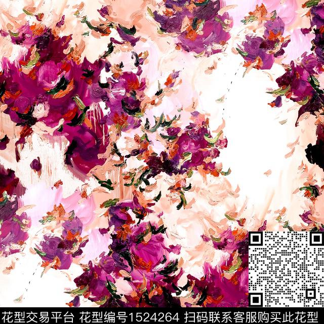 R2212099.jpg - 1524264 - 抽象花卉 玫瑰花 油画花型 - 数码印花花型 － 女装花型设计 － 瓦栏