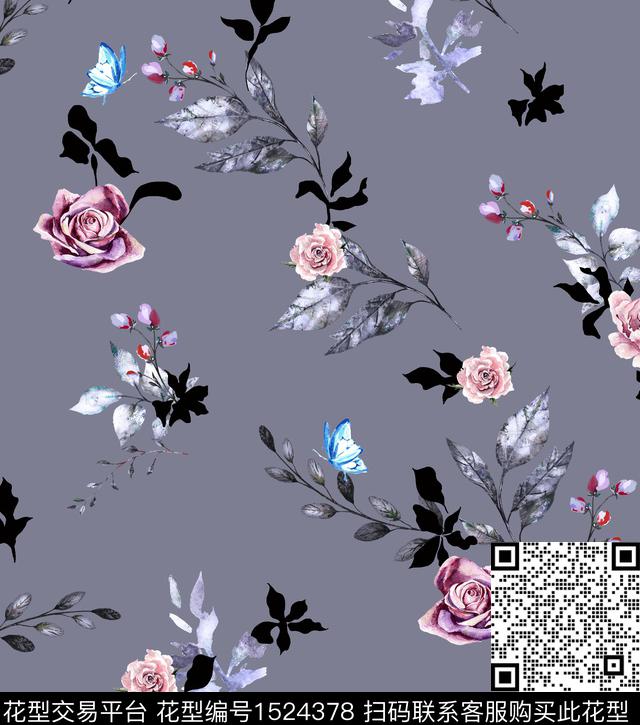连衣裙女装花卉数码印花花型下载（图片编号: 1524378） - 瓦栏（Walan）
