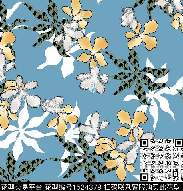 连衣裙女装花卉数码印花花型下载（图片编号: 1524379） - 瓦栏（Walan）
