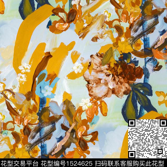 R2212124.jpg - 1524625 - 抽象花卉 油画花型 牡丹 - 数码印花花型 － 女装花型设计 － 瓦栏