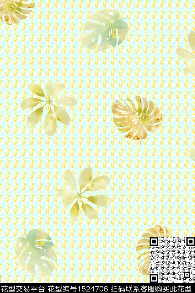 z13642.jpg - 1524706 - 叶子 绿植树叶 热带花型 - 数码印花花型 － 女装花型设计 － 瓦栏