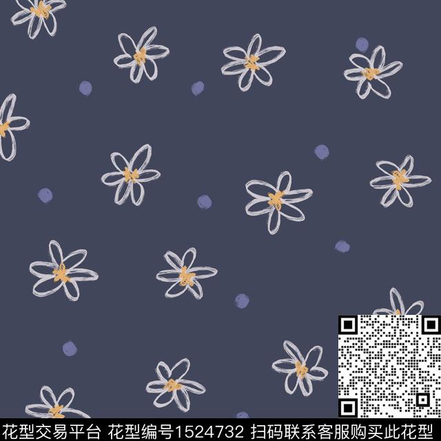 花卉小清新手绘数码印花花型下载（图片编号: 1524732） - 瓦栏（Walan）