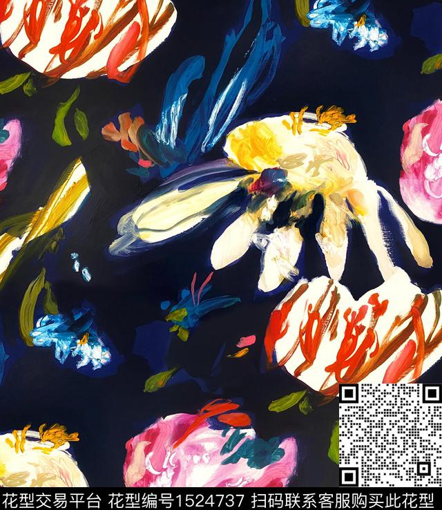 R2212125.jpg - 1524737 - 抽象花卉 油画花型 郁金香 - 数码印花花型 － 女装花型设计 － 瓦栏