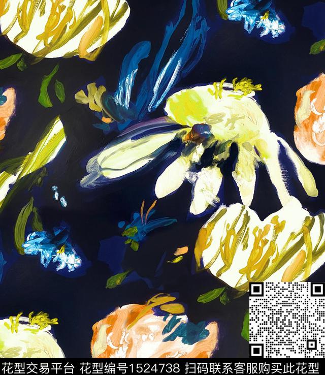 R2212125A.jpg - 1524738 - 抽象花卉 油画花型 郁金香 - 数码印花花型 － 女装花型设计 － 瓦栏