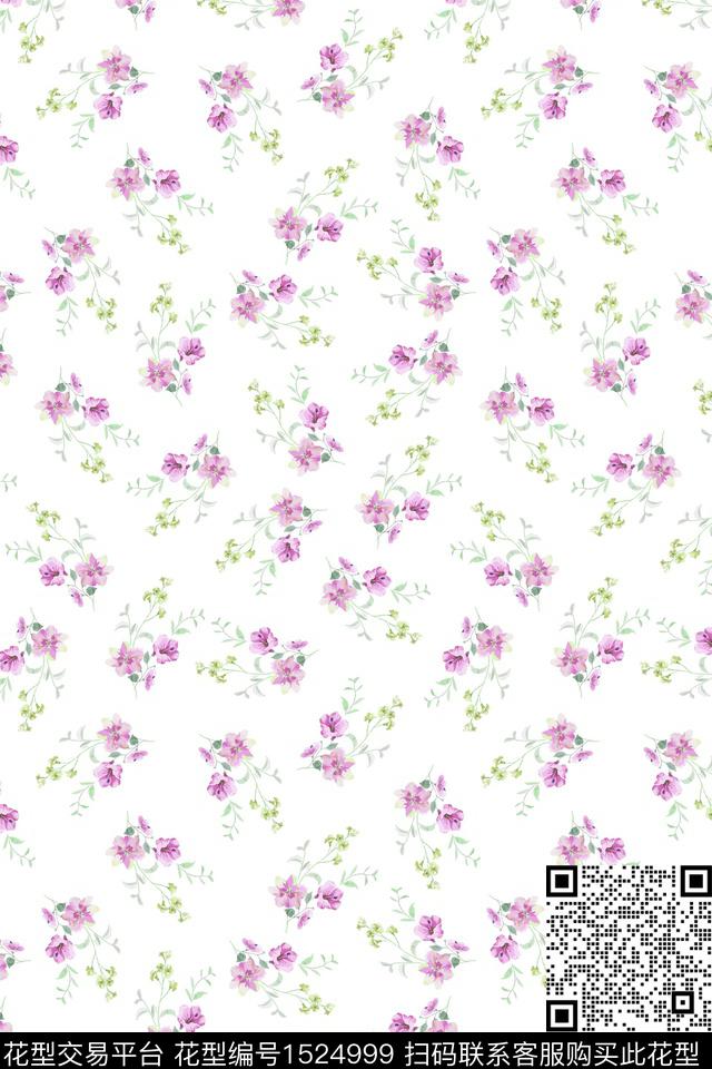 XZ4307.jpg - 1524999 - 花卉 小清新 小碎花 - 数码印花花型 － 女装花型设计 － 瓦栏