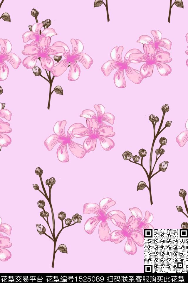 民族花卉定位花数码花型数码印花花型下载（图片编号: 1525089） - 瓦栏（Walan）