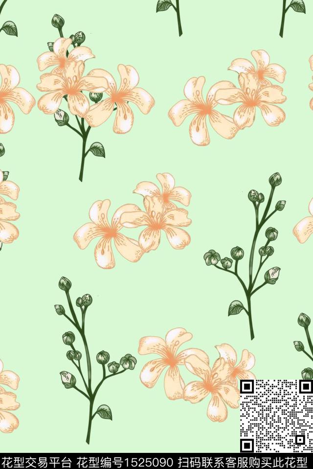 民族花卉定位花数码花型数码印花花型下载（图片编号: 1525090） - 瓦栏（Walan）
