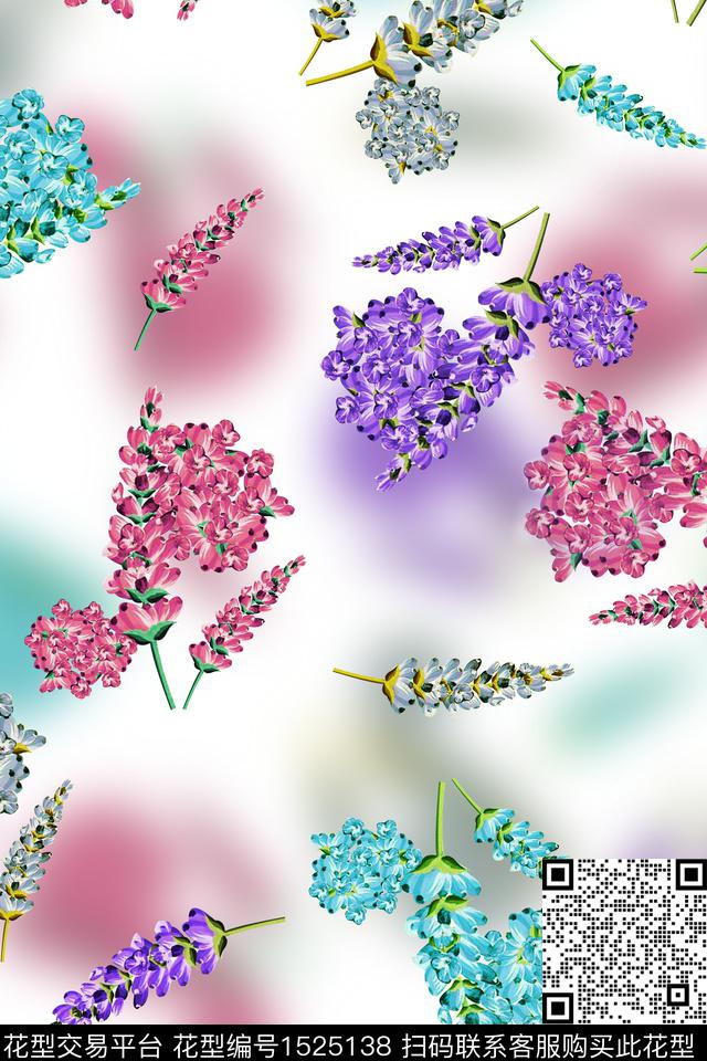 数码花型花卉花穗数码印花花型下载（图片编号: 1525138） - 瓦栏（Walan）
