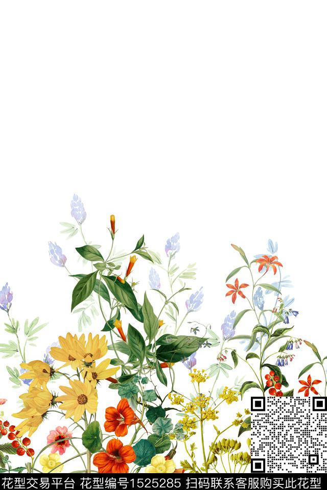 女装定位花花卉定位花数码印花花型下载（图片编号: 1525285） - 瓦栏（Walan）