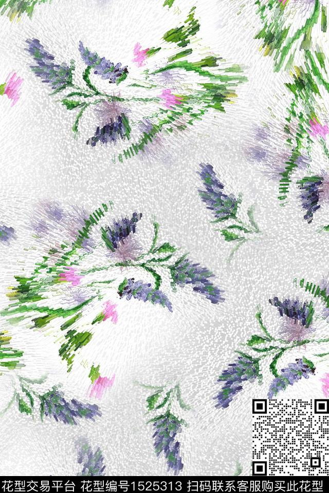 数码花型格子花卉数码印花花型下载（图片编号: 1525313） - 瓦栏（Walan）