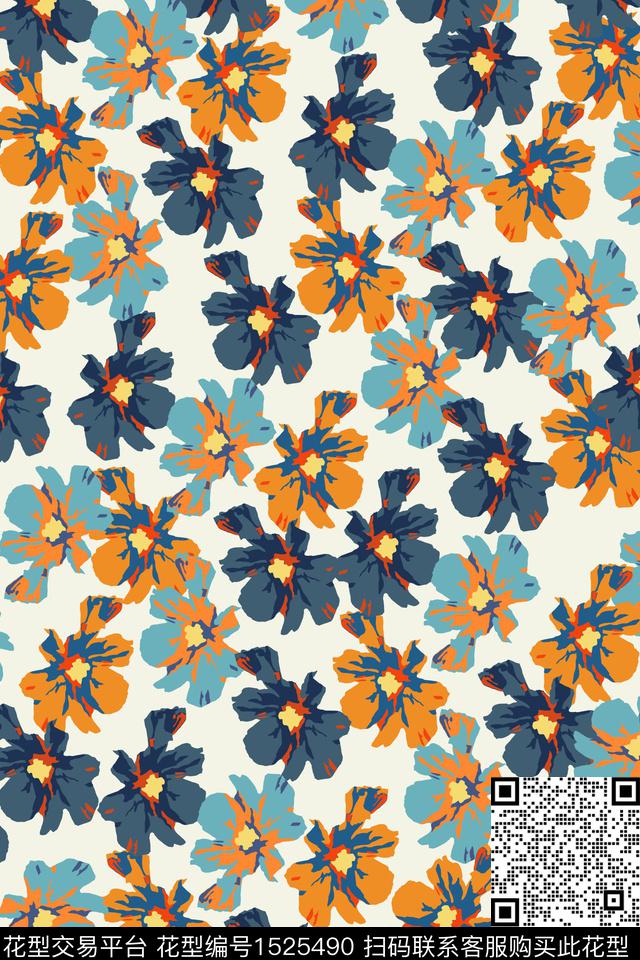 230107.jpg - 1525490 - 抽象花卉 花卉 大牌风 - 数码印花花型 － 女装花型设计 － 瓦栏