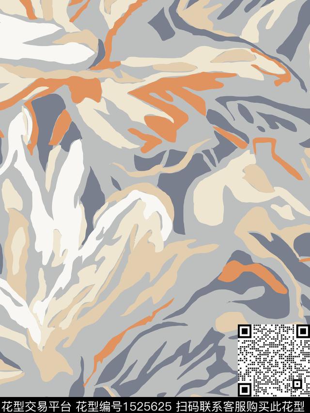 抽象花卉数码印花花型下载（图片编号: 1525625） - 瓦栏（Walan）