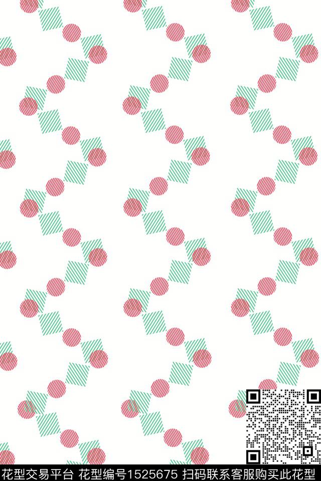 童装几何线条数码印花花型下载（图片编号: 1525675） - 瓦栏（Walan）