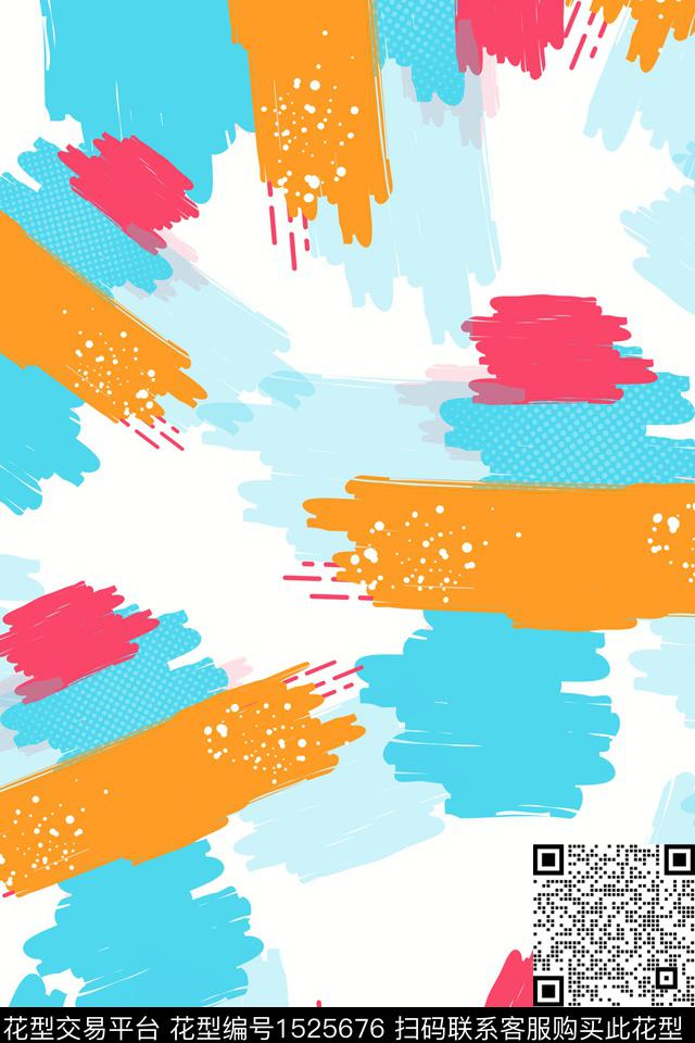 童装涂鸦抽象数码印花花型下载（图片编号: 1525676） - 瓦栏（Walan）